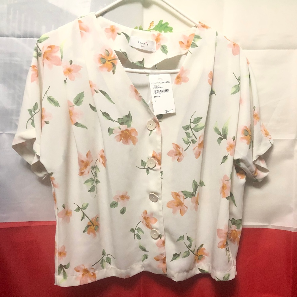Elodie Floral Buttoned Blouse NWT